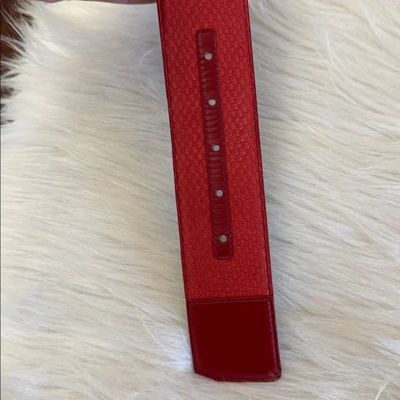 Christian Dior Vibrant Red Textured Aniline Cowhide Leather Belt Size L - Picture 6 of 14